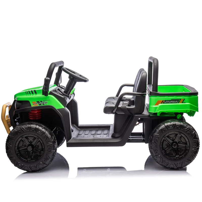 24V 2-Seater Kids Ride On UTV with Automatic Tipping Bucket, Rear Wheel Suspension, Ride On Car Toy with Remote Control, for Ages 3-8, Green
