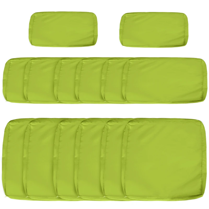 Outsunny Outdoor 14pc Patio Rattan Sofa Set Cushion Polyester Cover Replacement Set - No Cushion Included Light Green