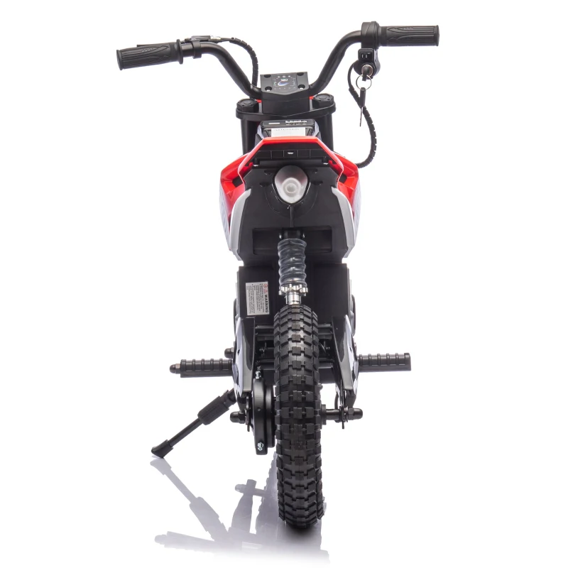 24V Kids Ride On Motorcycle with Rear Wheel Shock Absorber, 200W Powered Electric Dirt Bike with Adjustable Speed, for Ages 5-15, Red