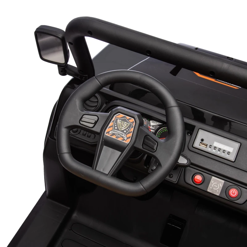 24V Remote Kids Ride On UTV with 2-Seater and Automatic Tipping Bucket, Ride On Dump Truck with Slow Start, LED Lights, for Ages 3-8, Black