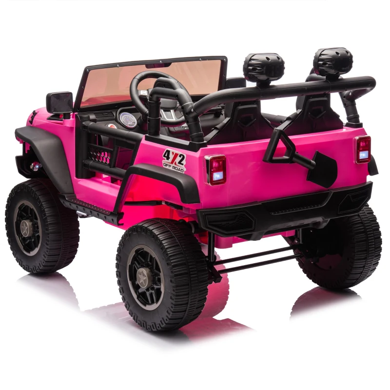 24V 200W Motors 2-Seater Kids Ride On Truck with Remote Control, Ride on Toys with Bluetooth, and Seat Belts, Suitable for Kids Aged 3+, Pink