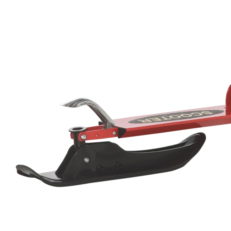 Qaba Snow Scooter, 2 in 1 Design Adjustable Height Scooter Snow Sled for Kids Aged Over 7 Years Old, Kids Sled Ski Scooter with Wheels Blades, Red
