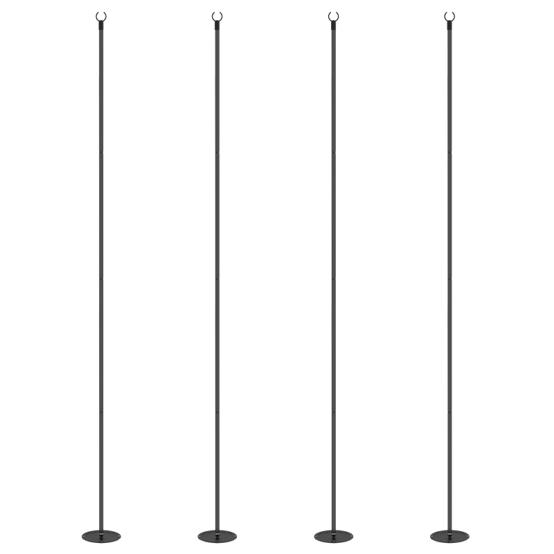 Outsunny 4 Pack of 10' String Light Poles, Steel Hanging Lighting Stand for Patio, Backyard, Deck, Wedding, Party, Black