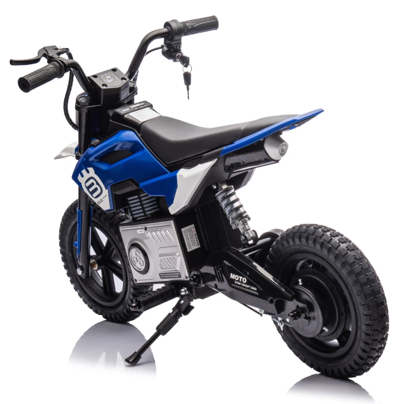 24V Kids Ride On Electric Motocross Motorcycle with High Speed Hub Motor, Adjustable Speed, Rear Wheel Shock Absorber, for Ages 5-15, Blue