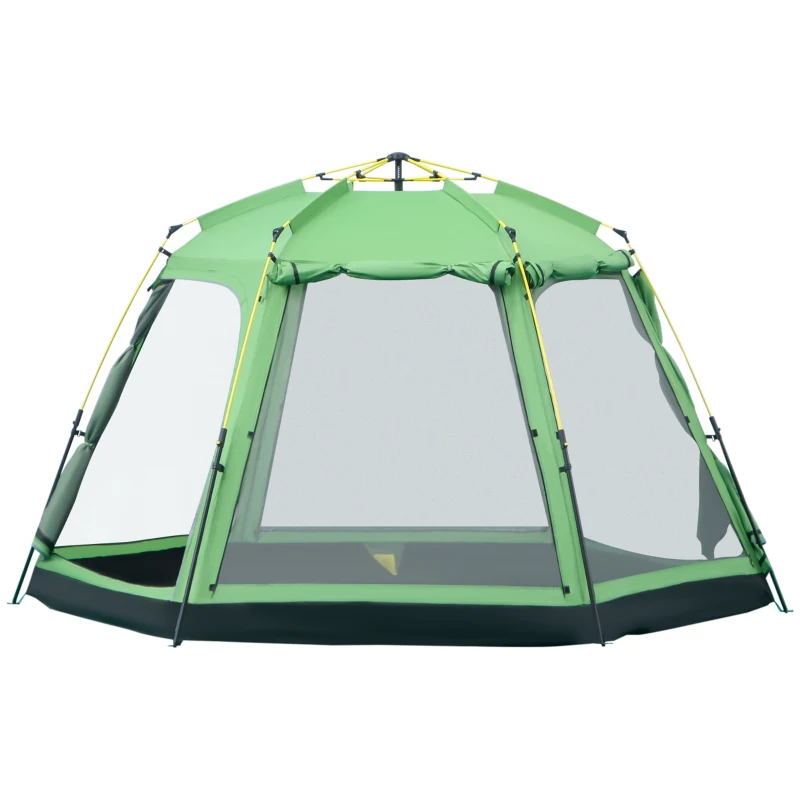 Outsunny 6 People Instant Automatic Camping Tent, 2-Tier Fabric Backpacking Tent with 4 Windows 2 Doors Portable Carry Bag for Fishing Hiking, Green