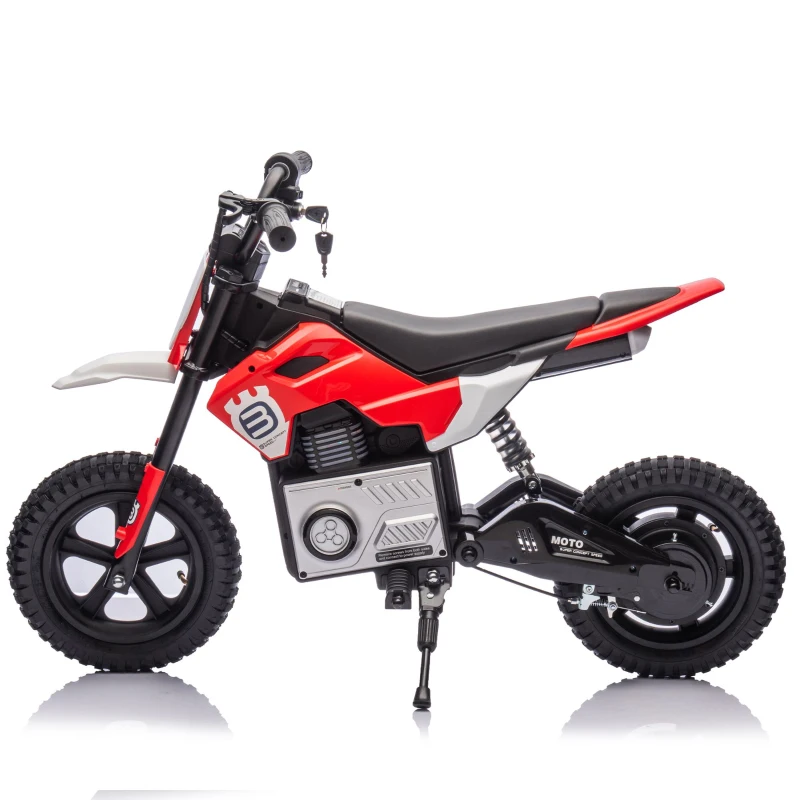 24V Kids Ride On Motorcycle with Rear Wheel Shock Absorber, 200W Powered Electric Dirt Bike with Adjustable Speed, for Ages 5-15, Red