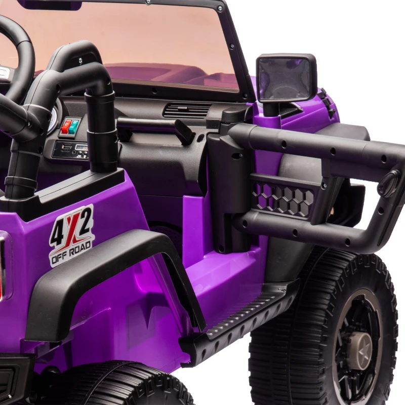24V 2-Seater Kids Ride On Truck with Parent Control, 200W Dual Motors, Ride on Toys with LED Lights, MP3, Bluetooth, for Kids Aged 3+, Purple