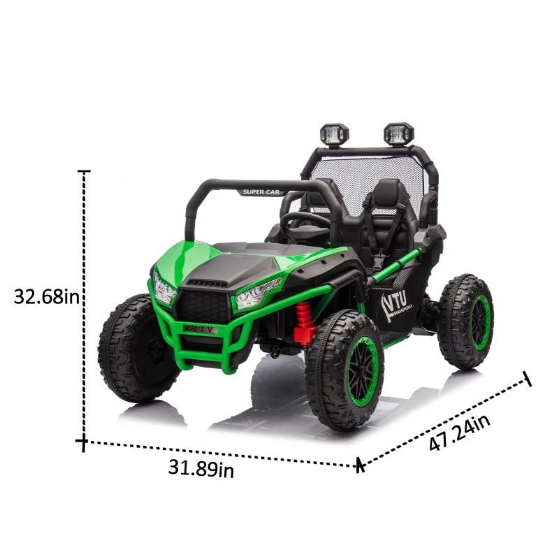 24V 2-Seater Kids Ride On UTV with Rear Storage, LED Lights, Bluetooth, MP3, Ride on Toys with Parent Control, 400W Power, for Ages 3+, Green