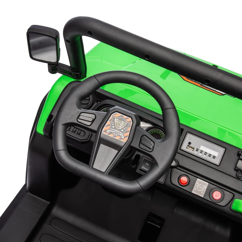 24V 2-Seater Kids Ride On UTV with Automatic Tipping Bucket, Rear Wheel Suspension, Ride On Car Toy with Remote Control, for Ages 3-8, Green