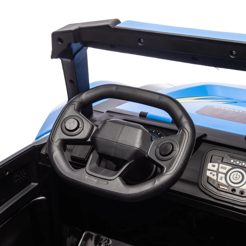 24V 2-Seater Police Car Design Kids Ride On Electric Car with Parent Control, Ride on Toys with Bluetooth, MP3, USB/TF, LED Lights, Blue