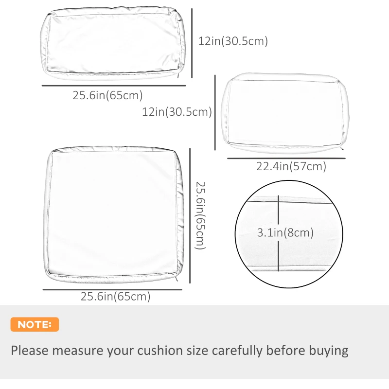 Outsunny Outdoor 14pc Patio Rattan Sofa Set Cushion Polyester Cover Replacement Set - No Cushion Included Light Green