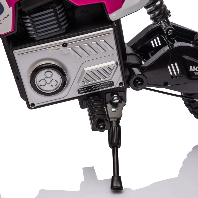 24V Kids Ride On Electric Motocross Motorcycle with High Speed Hub Motor, Adjustable Speed, Rear Wheel Shock Absorber, for Ages 5-15, Pink