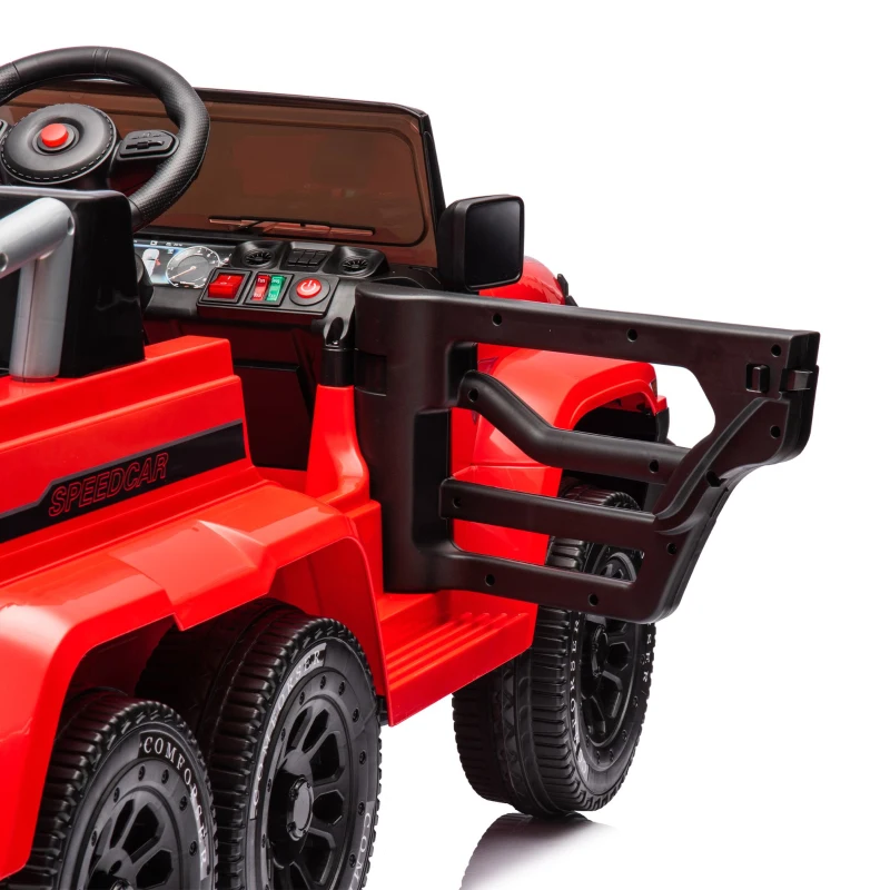 24V Battery Powered Ride On Car with Remote Control and Five-Point Safety Belt, Toy Car with Music, Lights, Rocking Chair Mode, for Kids, Red