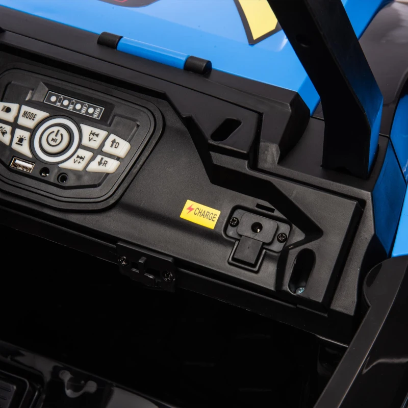 24V 2-Seater Police Car Design Kids Ride On Electric Car with Parent Control, Ride on Toys with Bluetooth, MP3, USB/TF, LED Lights, Blue