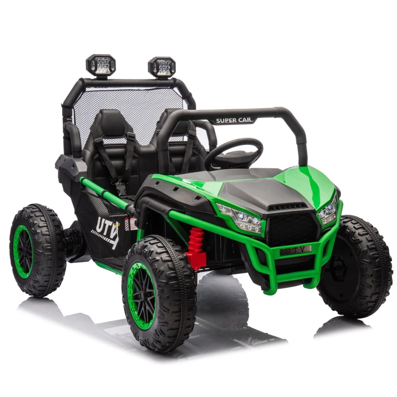 24V 2-Seater Kids Ride On UTV with Rear Storage, LED Lights, Bluetooth, MP3, Ride on Toys with Parent Control, 400W Power, for Ages 3+, Green