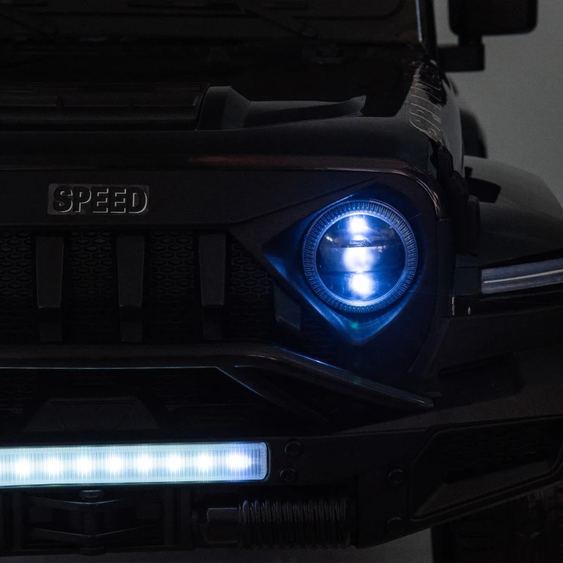 24V Battery Powered 4WD Ride On Car with Remote Control, Music and Lights, Five-Point Safety Belt, and Rocking Chair Mode, for Kids, Black