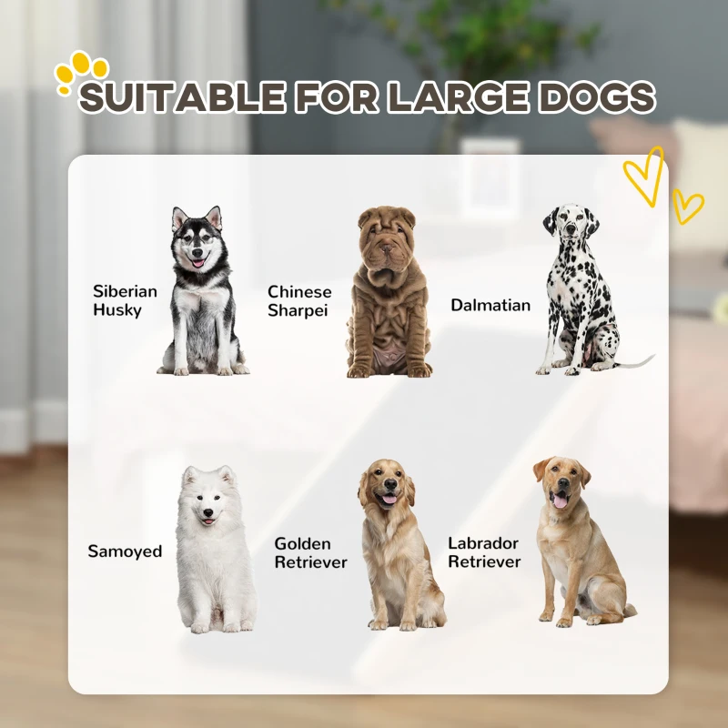 PawHut Dog Ramp Foldable Pet Ramp for Bed Couch, Height Adjustable, for Cats Large Dogs with Non Slip Carpeted Surface