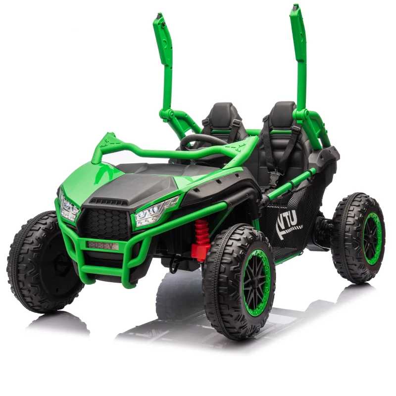 24V 2-Seater Kids Ride On UTV with 400W High Power, Bluetooth, LED Lights, Parent Control Ride on Toy with Rear Storage for Kids Aged 3+, Green