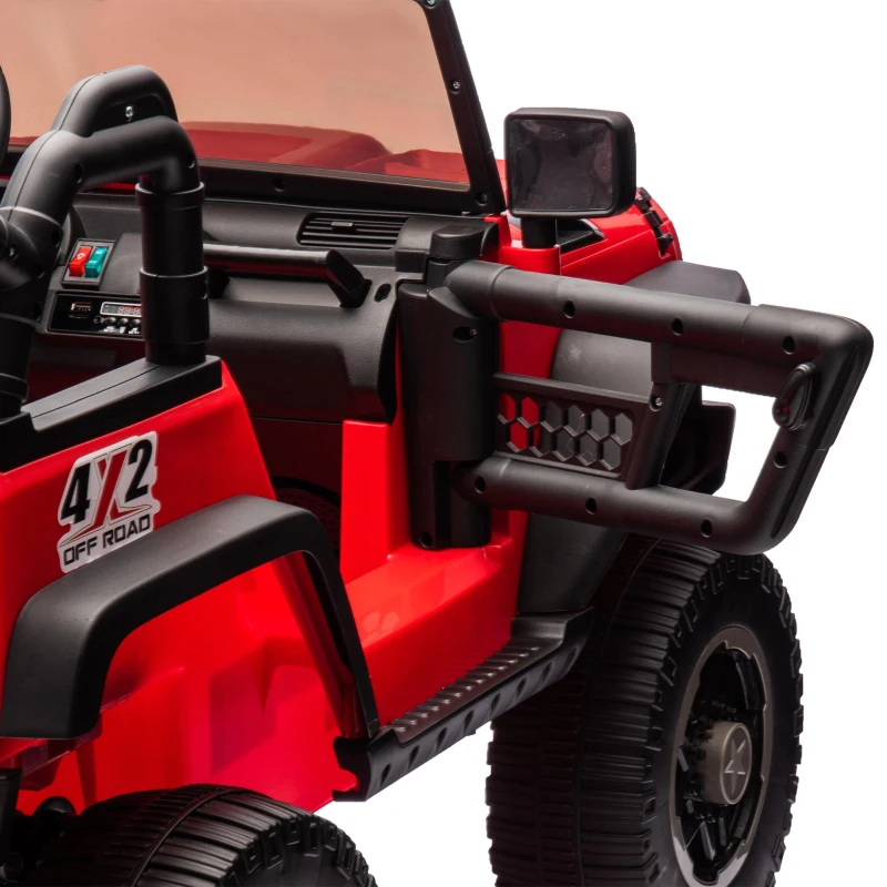 24V Parent Control 2-Seater Kids Ride On Truck with 200W Dual Motors, Ride on Toys with LED Lights, MP3, Bluetooth, for Kids Aged 3+, Red