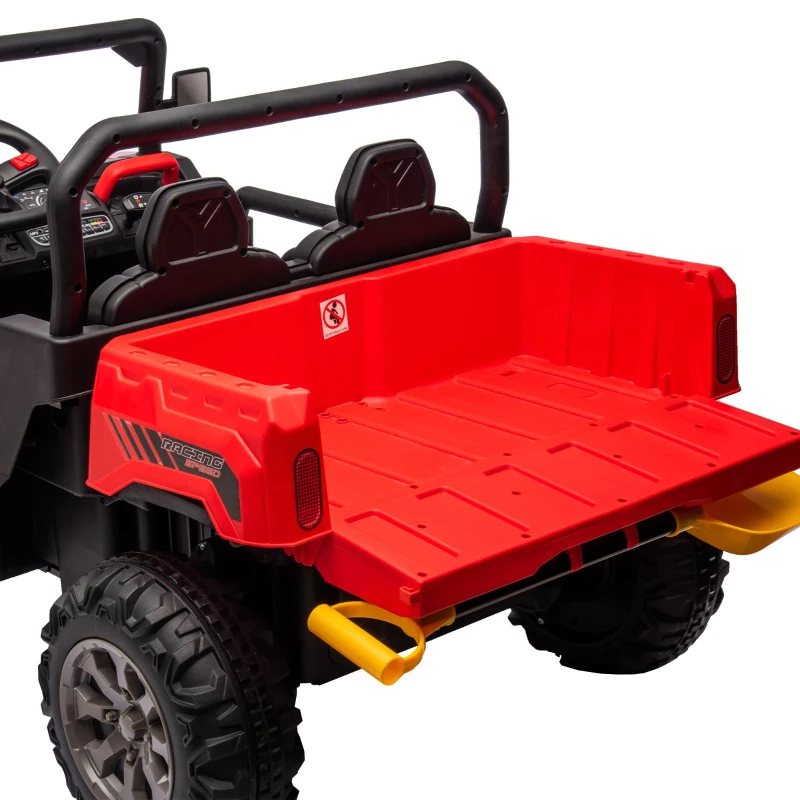 24V 2-Seater Ride On Truck with Remote Control, Electric UTV with Dump Bed and Shovel, Non-Slip Tires, for Kids Ages 3-8, Red
