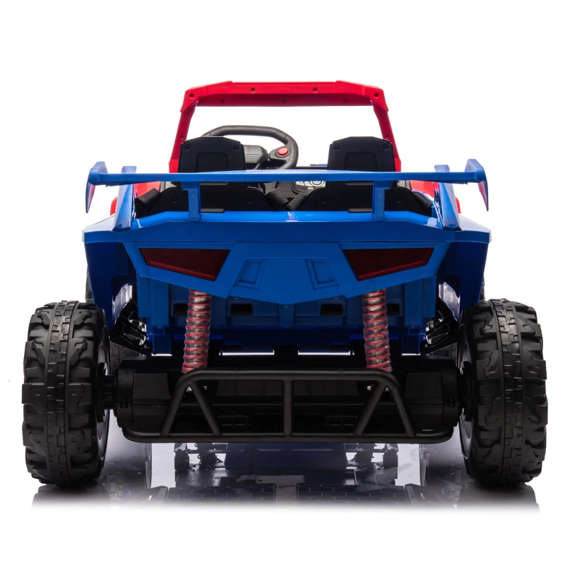 24V 2-Seater Kids Ride On Electric Car with Parent Control, Police Car Design Ride on Toys with Bluetooth, MP3, USB/TF, LED Lights, Blue+Red