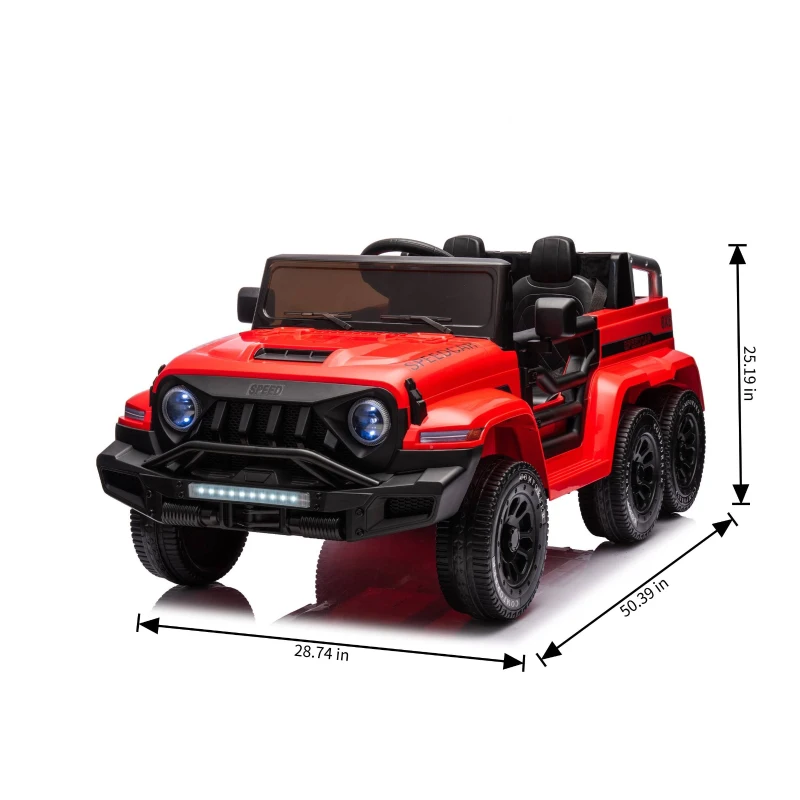 24V Battery Powered Ride On Car with Remote Control and Five-Point Safety Belt, Toy Car with Music, Lights, Rocking Chair Mode, for Kids, Red
