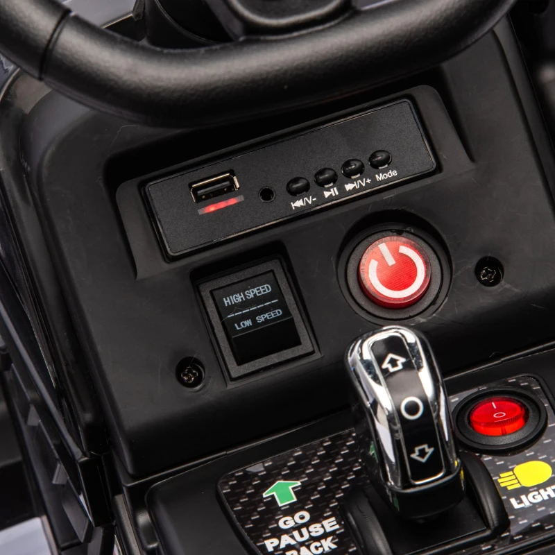 24V Remote Ride-On Tractor with Trailer, 3-Speed Adjustable, Battery Powered Electric Toy with USB, MP3, Bluetooth, LED Lights, for Kids, Black