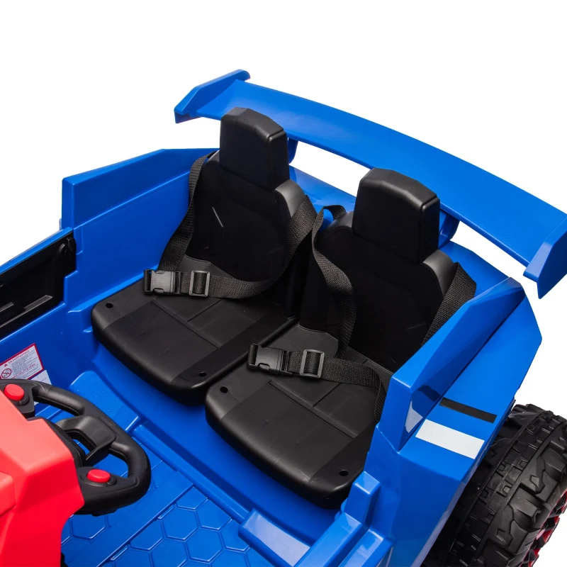 24V 2-Seater Kids Ride On Electric Car with Parent Control, Police Car Design Ride on Toys with Bluetooth, MP3, USB/TF, LED Lights, Blue+Red