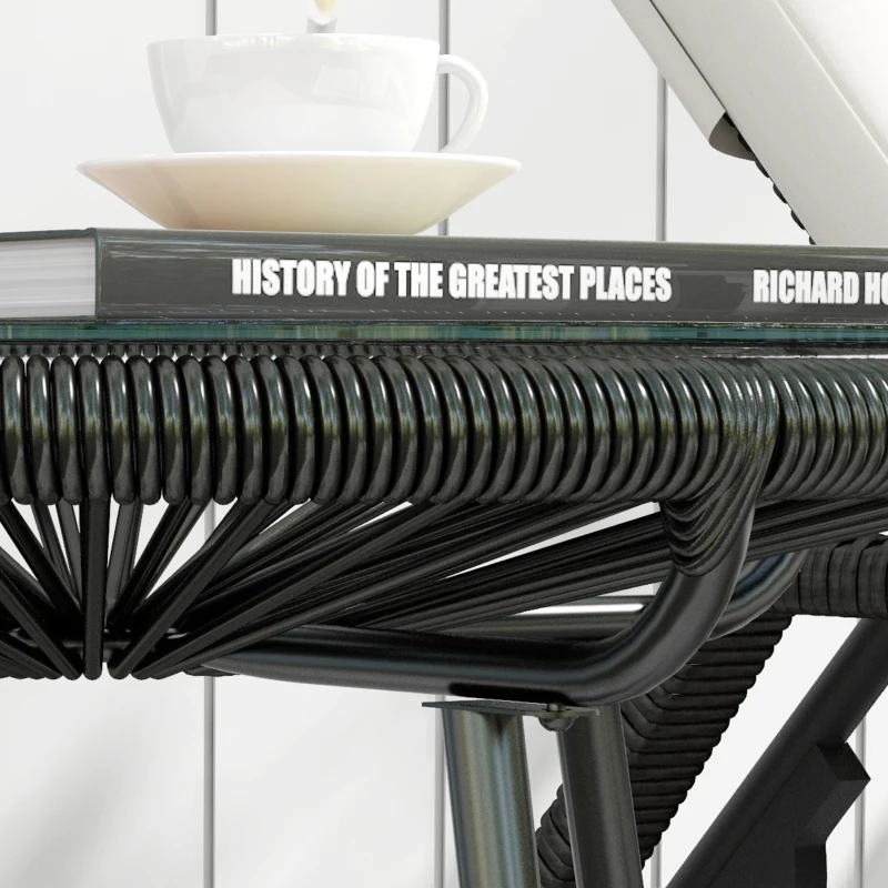 Outsunny Rattan Side Table, Round Outdoor Table, with Round PE Rattan and Tempered Glass Table Top for Patio, Garden, Black