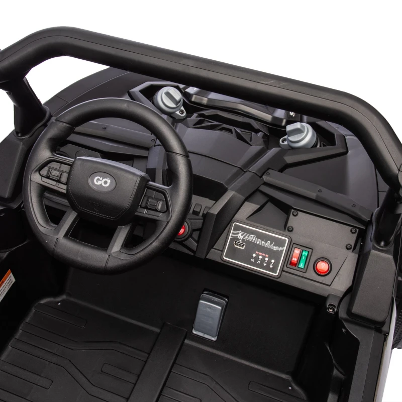 24V Remote Control 2-Seater Kids Ride On UTV with Slow Start, Anti-Collision Bar, Ride on Toys with Storage Space, USB, Bluetooth, Black