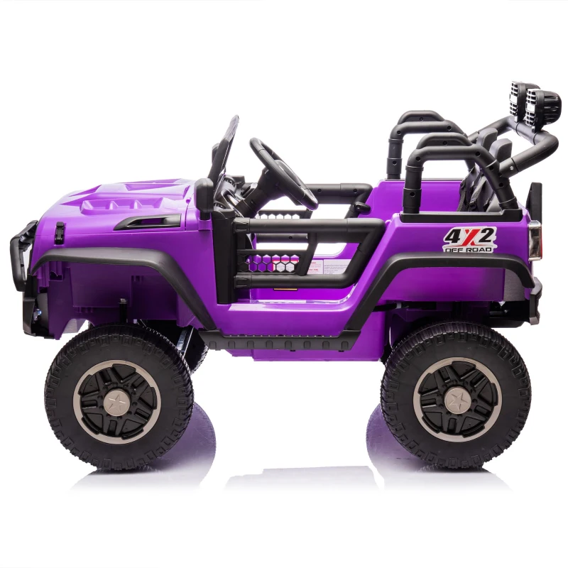 24V 2-Seater Kids Ride On Truck with Parent Control, 200W Dual Motors, Ride on Toys with LED Lights, MP3, Bluetooth, for Kids Aged 3+, Purple