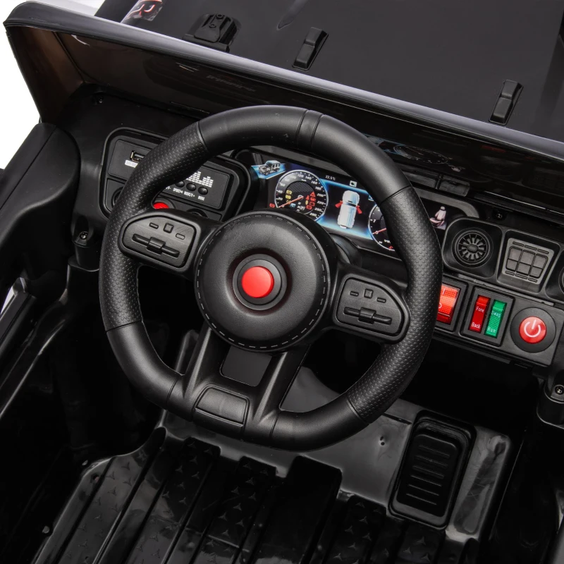 24V Battery Powered 4WD Ride On Car with Remote Control, Music and Lights, Five-Point Safety Belt, and Rocking Chair Mode, for Kids, Black