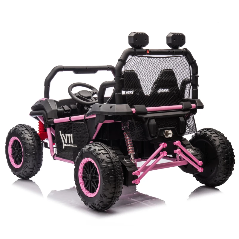 24V 2-Seater Kids Ride On UTV with Rear Storage, LED Lights, Bluetooth, MP3, Ride on Toys with Parent Control, 400W Power, for Ages 3+, Pink