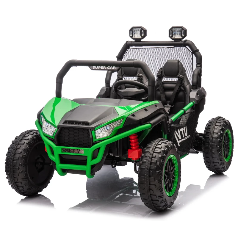 24V 2-Seater Kids Ride On UTV with Rear Storage, LED Lights, Bluetooth, MP3, Ride on Toys with Parent Control, 400W Power, for Ages 3+, Green