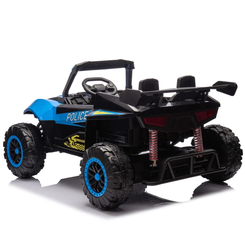 24V 2-Seater Police Car Design Kids Ride On Electric Car with Parent Control, Ride on Toys with Bluetooth, MP3, USB/TF, LED Lights, Blue