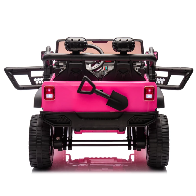 24V 200W Motors 2-Seater Kids Ride On Truck with Remote Control, Ride on Toys with Bluetooth, and Seat Belts, Suitable for Kids Aged 3+, Pink
