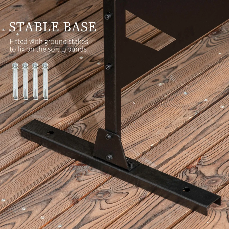 Outsunny Metal Outdoor Privacy Screen, 48" x 78" H Decorative Outdoor Divider with Stand and Expansion Screws, Freestanding Privacy Panel for Garden Backyard Deck Pool, Banana Leaf