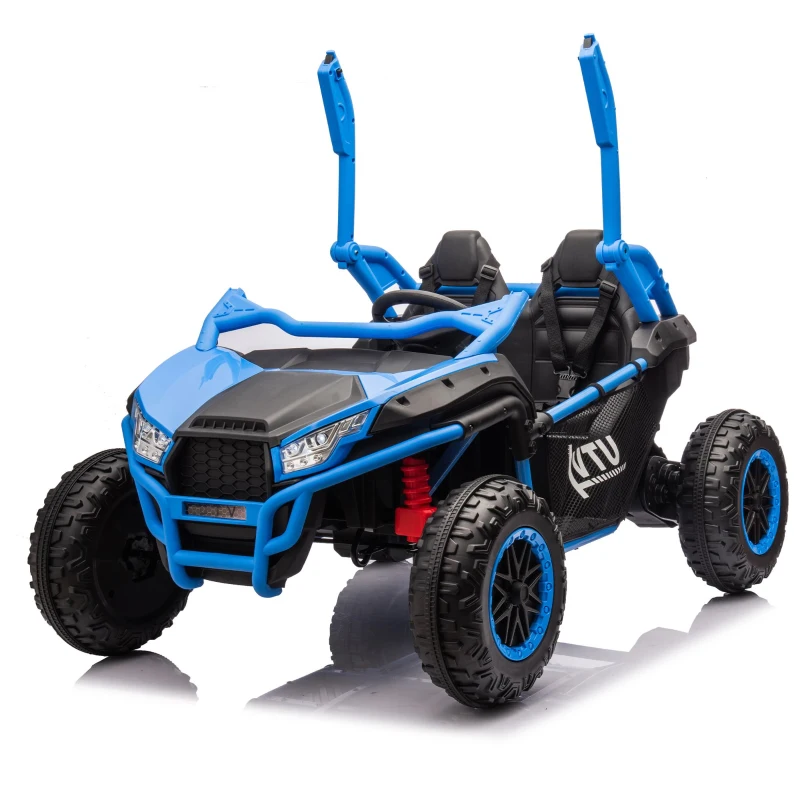 24V 2-Seater Kids Ride On UTV with 400W High Power, Bluetooth, LED Lights, Parent Control Ride on Toy with Rear Storage for Kids Aged 3+, Blue