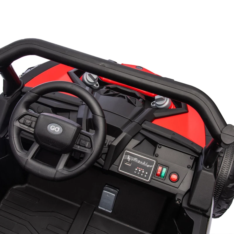 24V 2-Seater Kids Ride On UTV with Anti-Collision Bar, Slow Start, Ride on Toys with Remote Control, Storage Space, Music, for Ages 3+, Red