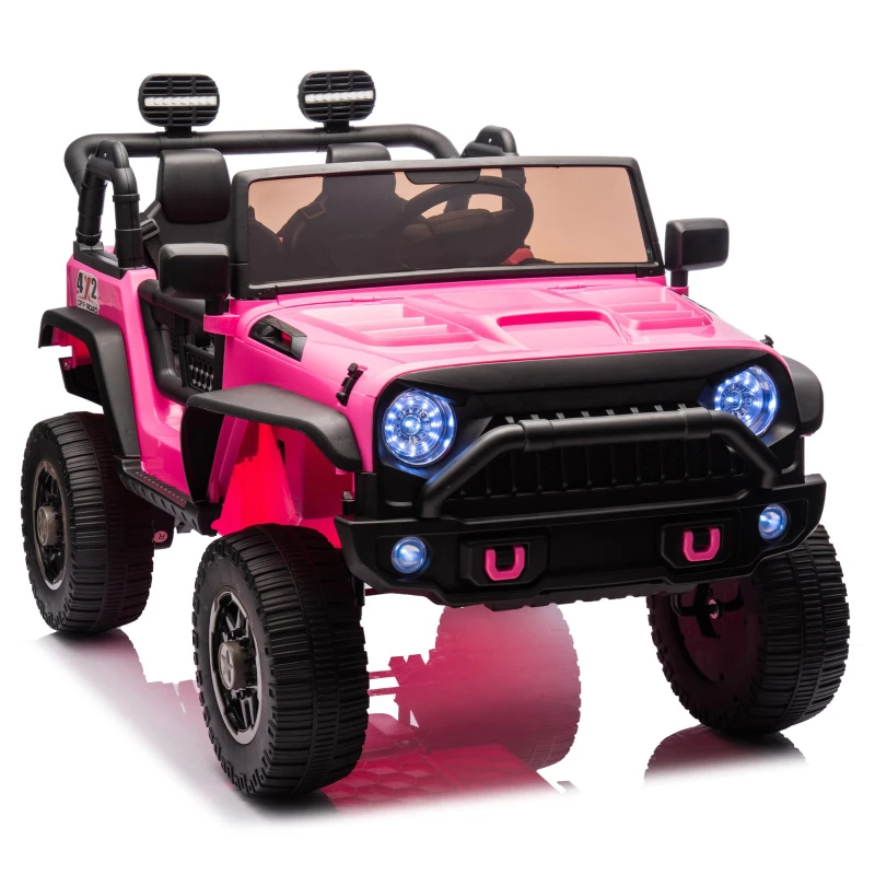 24V 200W Motors 2-Seater Kids Ride On Truck with Remote Control, Ride on Toys with Bluetooth, and Seat Belts, Suitable for Kids Aged 3+, Pink
