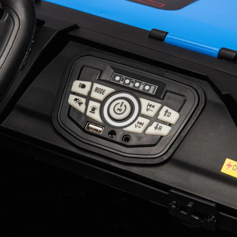 24V 2-Seater Police Car Design Kids Ride On Electric Car with Parent Control, Ride on Toys with Bluetooth, MP3, USB/TF, LED Lights, Blue