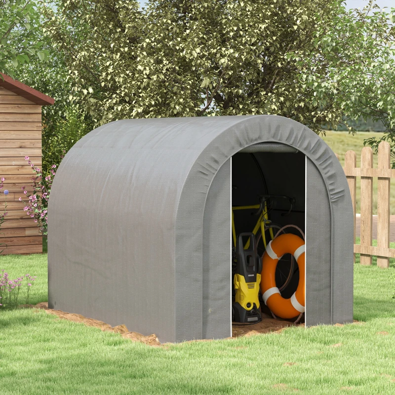 Outsunny Galvanized Metal 6' x 8' Outdoor Storage Tent, Heavy Duty and Waterproof Portable Shed, for Bike, Motorcycle, Tools