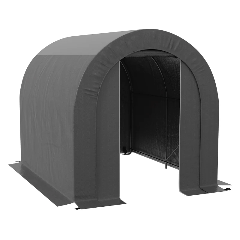 Outsunny 6' x 8' Outdoor Storage Shed, Heavy Duty Galvanized Steel Portable Shed for Bike, Motorcycle, Garden Tools, Dark Grey