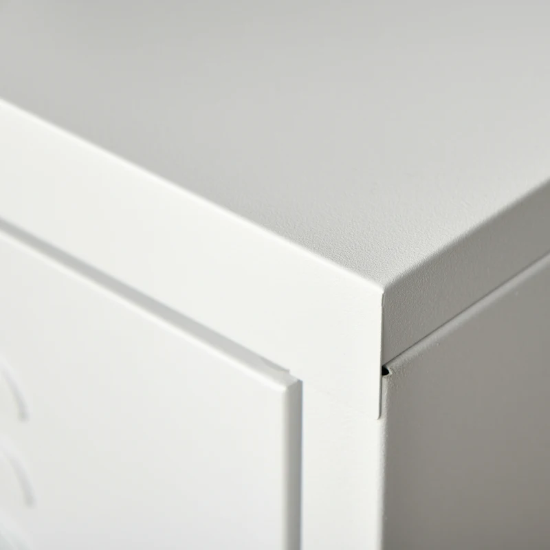 HOMCOM Industrial End Table, Living Room Side Table with Locker-Style Door and Adjustable Shelf, White