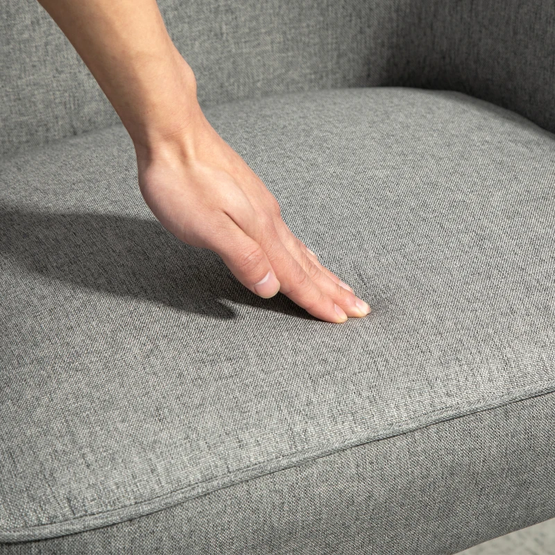 HOMCOM Fabric Armchair, Modern Accent Chair with Metal Legs for Living Room, Bedroom, Home Office, Grey