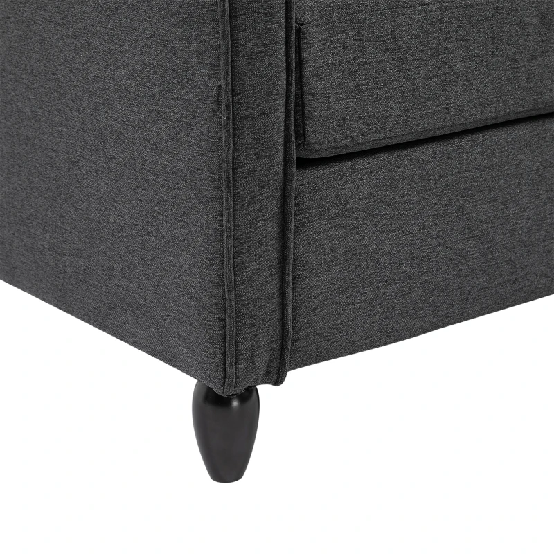 HOMCOM 2-Seat Sofa Two-Seater Couch with Armrests and Wood Legs for Living Room, Bedroom, Dark Grey