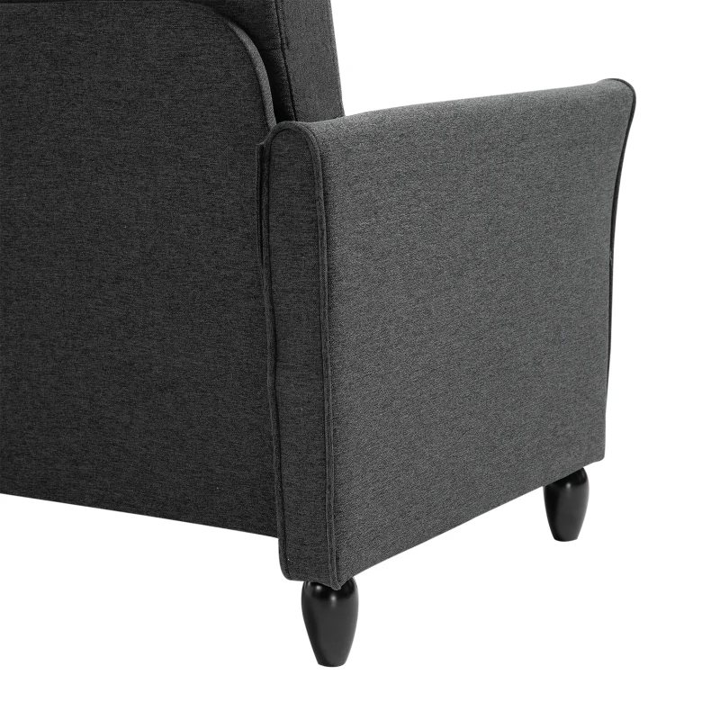HOMCOM 2-Seat Sofa Two-Seater Couch with Armrests and Wood Legs for Living Room, Bedroom, Dark Grey