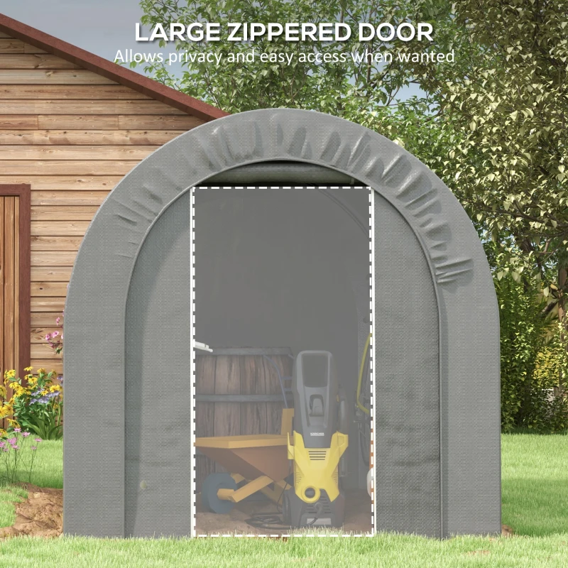 Outsunny Galvanized Metal 6' x 8' Outdoor Storage Tent, Heavy Duty and Waterproof Portable Shed, for Bike, Motorcycle, Tools