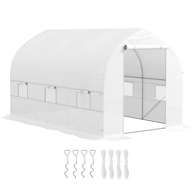 Outsunny 11.5' x 6.6' x 6.6' Portable Walk-In Tunnel Greenhouse Garden Warm House - White