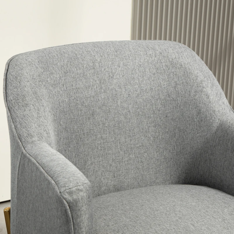 HOMCOM Fabric Armchair, Modern Accent Chair with Metal Legs for Living Room, Bedroom, Home Office, Grey